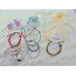PV New SET (10) Bracelet Sticker w/ Pearl Mountain Palm Tree Hat Bike PURA VIDA